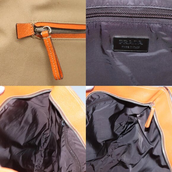 PRADA Tote Bag Canvas Beige Silver Auth 117799 - Picture 15 of 16